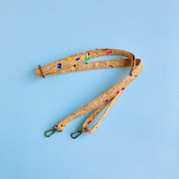 By The Sea Collection, adjustable shoulder strap of Keira, colourful vegan cork leather satchel shoulder bag