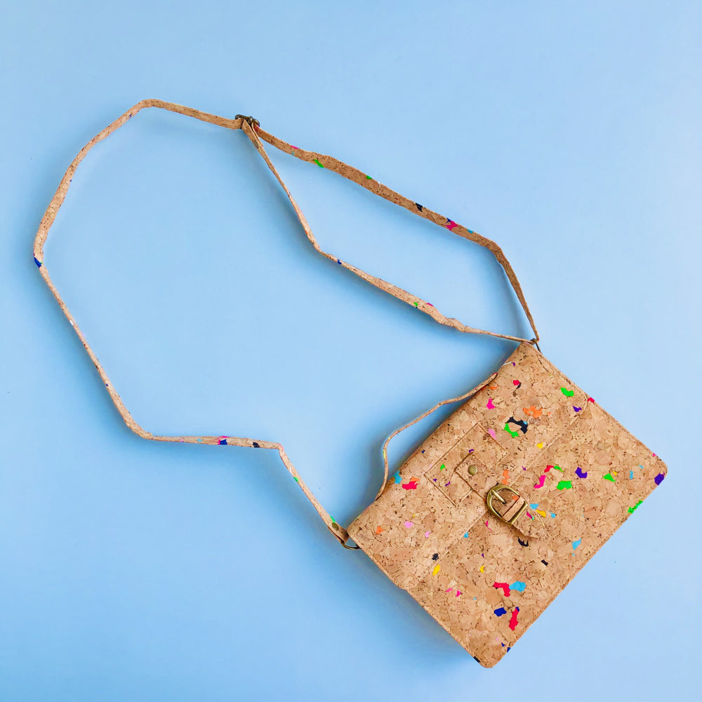 By The Sea Collection, Kiki with shoulder strap, colourful vegan cork leather mini shoulder bag