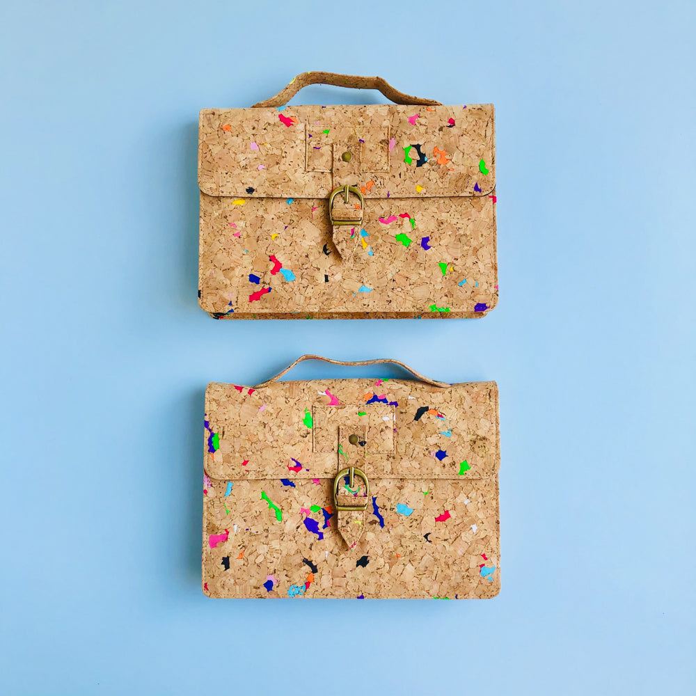By The Sea Collection, two Kiki in comparison, colourful vegan cork leather mini shoulder bag