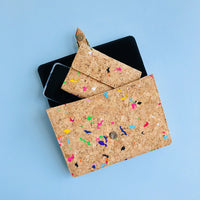 By The Sea Collection, Kiki bag with a wallet and phone inside, colourful vegan cork leather mini shoulder bag