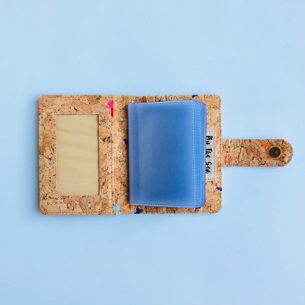 Interior A of By The Sea Collection, Kris , colourful vegan cork leather card holder wallet
