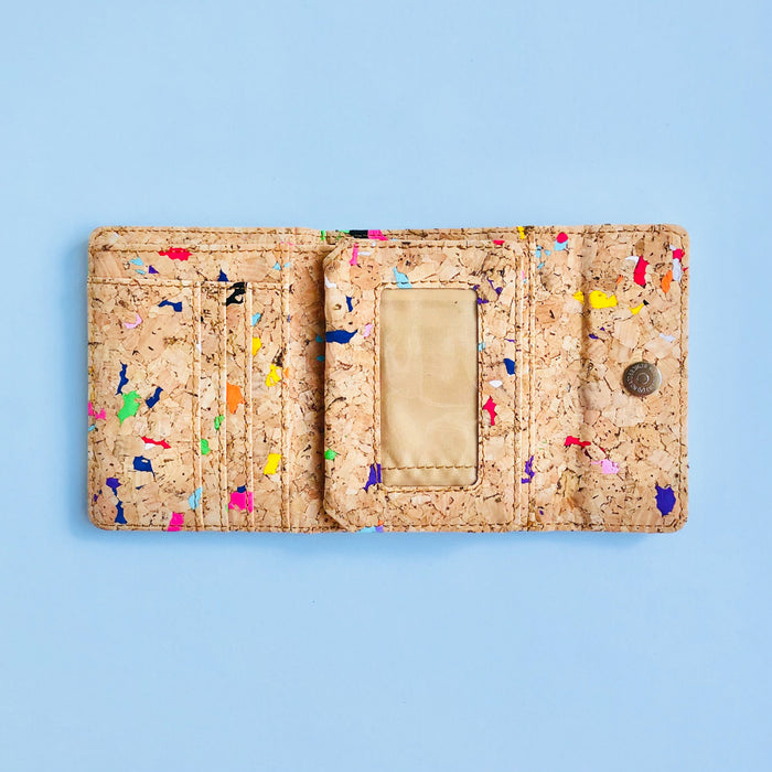 Interior A of By The Sea Collection, Laura, colourful vegan cork leather wallet 