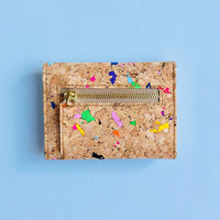 Back side of By The Sea Collection, Laura, colourful vegan cork leather wallet 