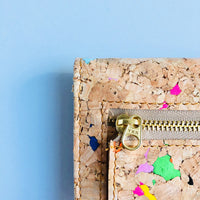 YKK metal zipper detail of By The Sea Collection, Laura, colourful vegan cork leather compact wallets