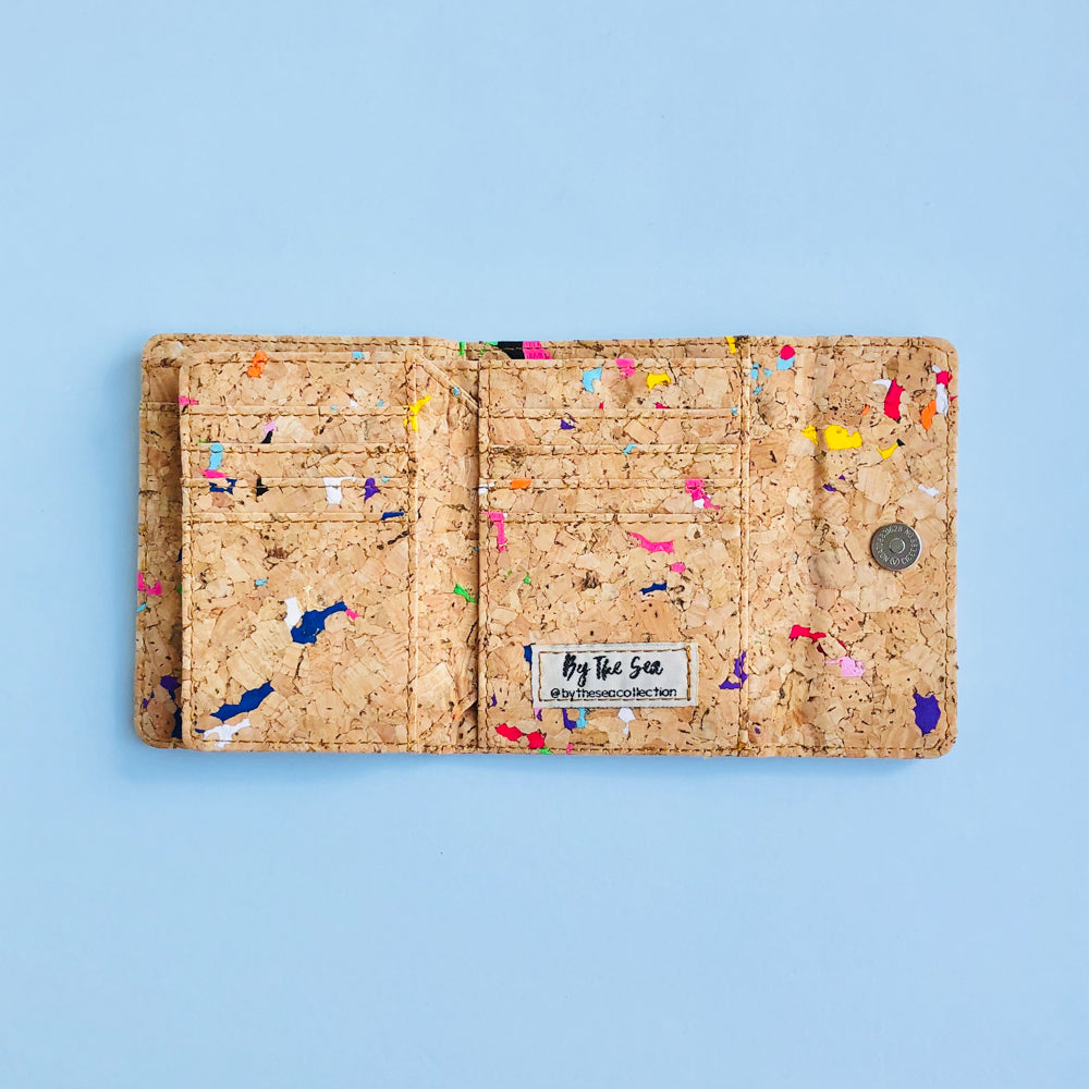 Interior B of By The Sea Collection, Laura, colourful vegan cork leather wallet