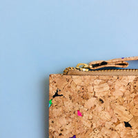 Metal YKK zipper of By The Sea Collection, Lizzie, colourful women's vegan cork leather wallet