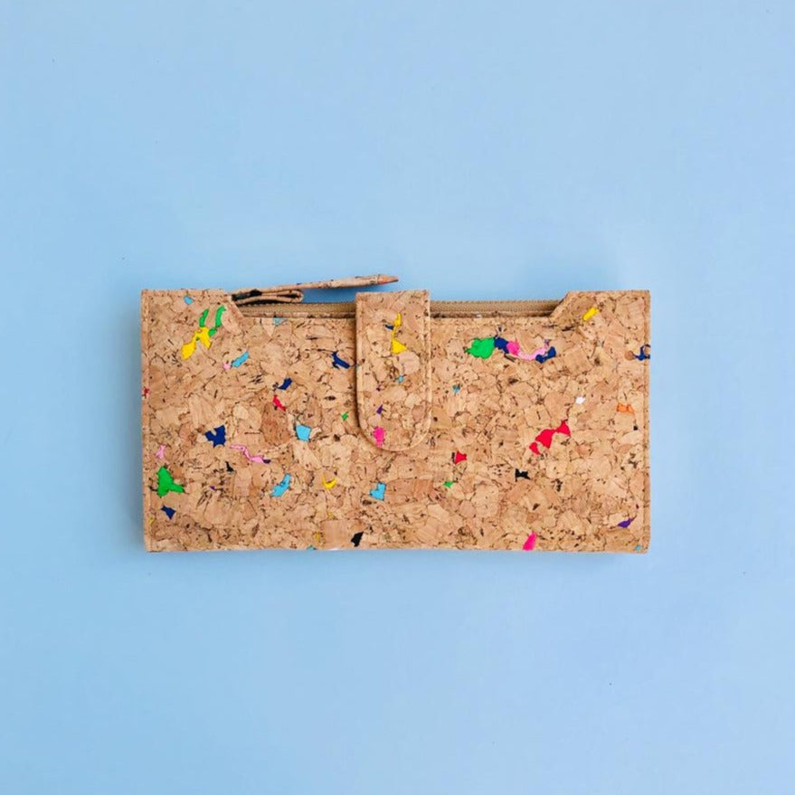 By The Sea Collection, Lizzie, colourful women's vegan cork leather wallet