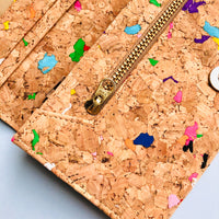 YKK zipper inside of By The Sea Collection, Lola, colourful women's vegan cork leather wallet