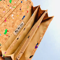 Bill slots inside of By The Sea Collection, Lola, colourful women's vegan cork leather wallet