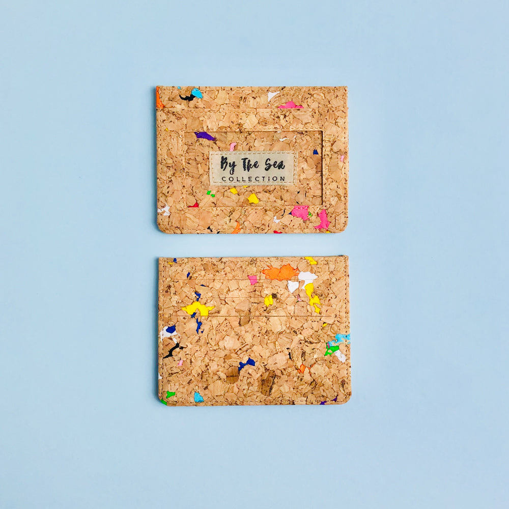 Two By The Sea Collection, Max, colourful vegan cork leather card holders
