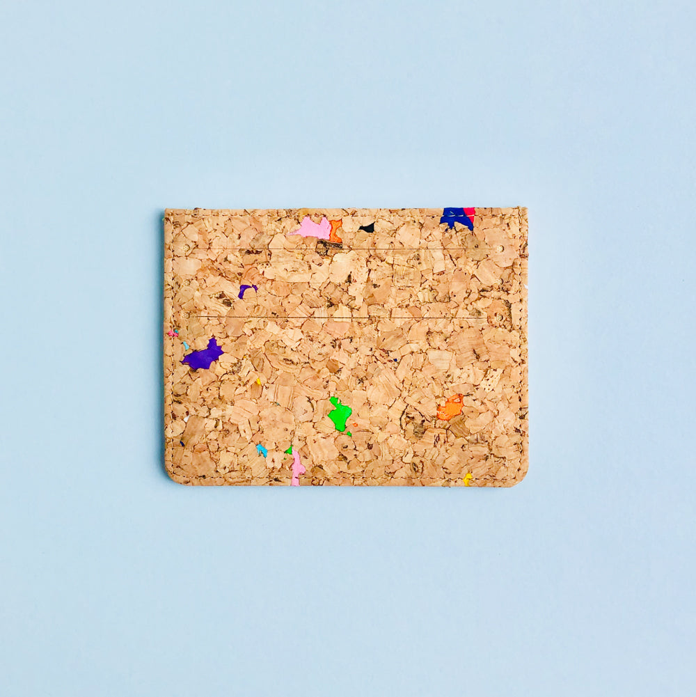 Card slots of By The Sea Collection, Max, colourful vegan cork leather card holder