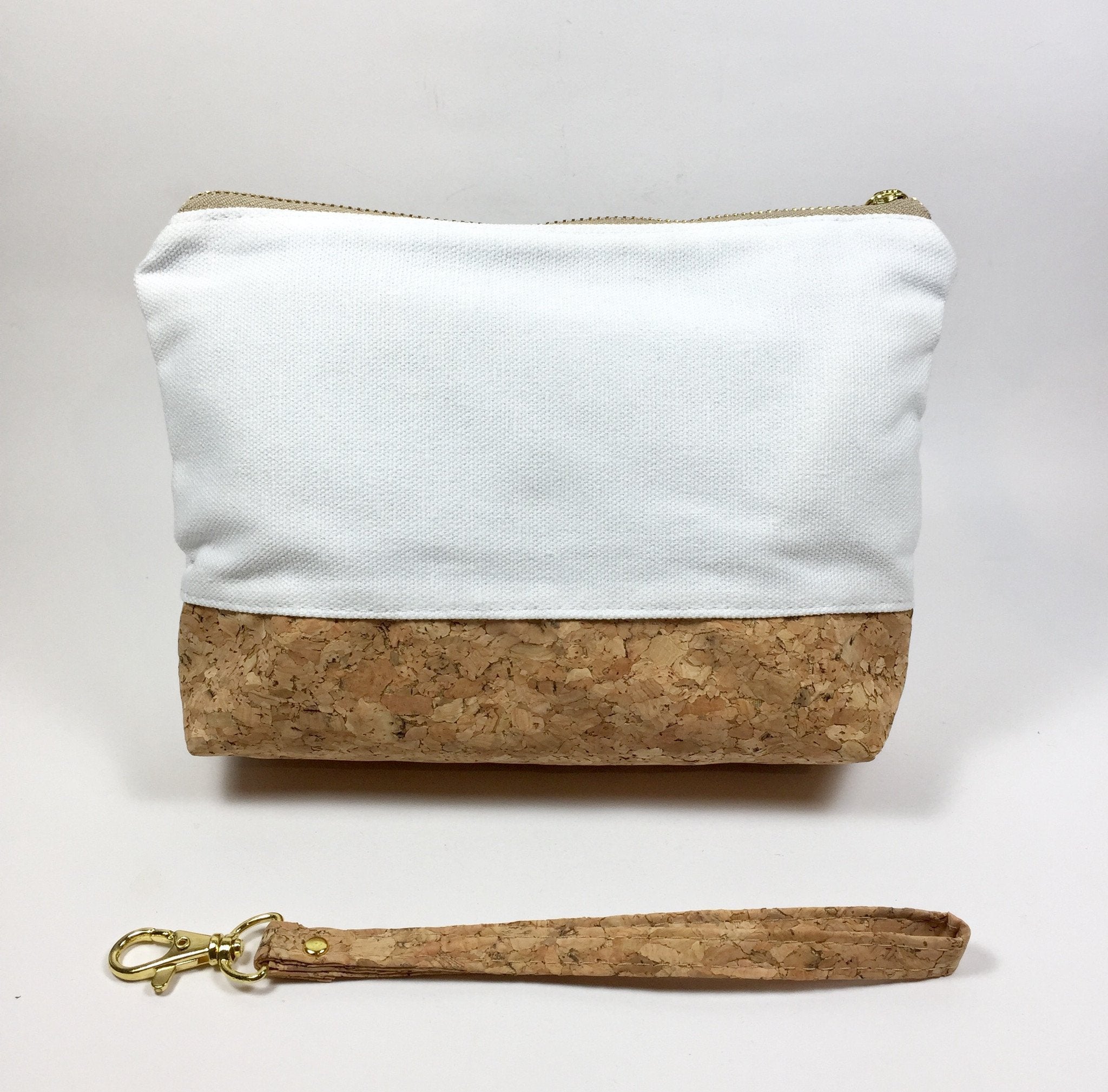 Miley Cork Pouch in White Canvas