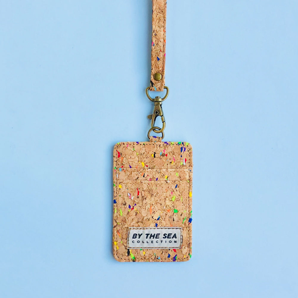 By The Sea Collection, Mike, colourful vegan cork leather lanyard