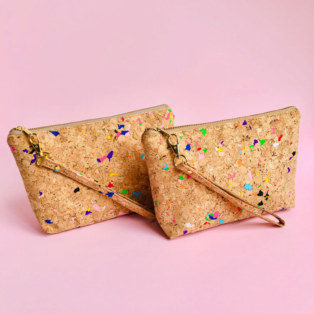 Two By The Sea Collection, Miley, colourful vegan cork leather make up bags