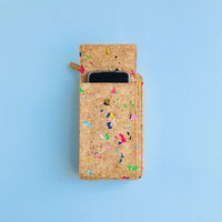 By The Sea Collection, Nyla with phone inside , colourful vegan cork leather phone bag