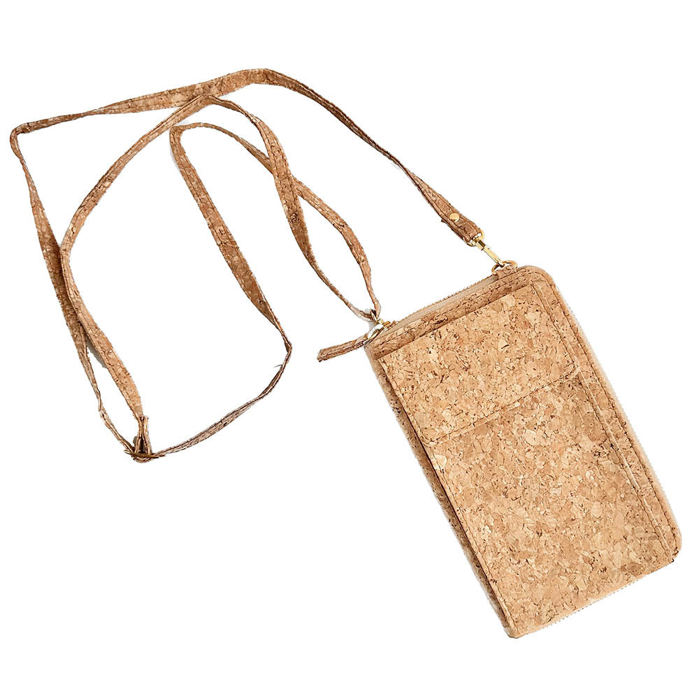 With shoulder strap By The Sea Collection, Nyla, classic cork cross body phone bag