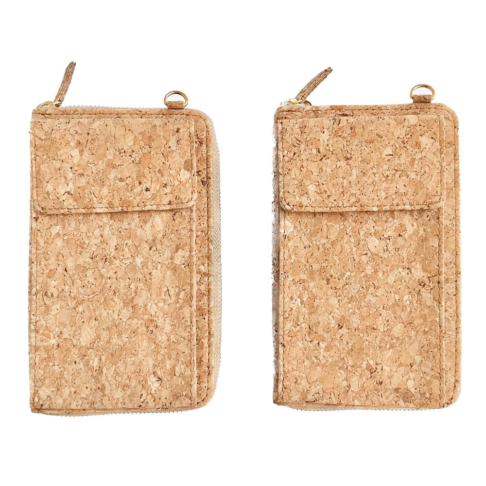 Two side by side of By The Sea Collection, Nyla, classic cork cross body phone bag