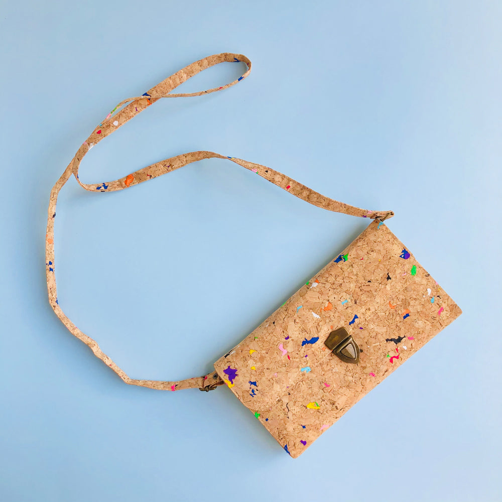 By The Sea Collection, Susie with adjustable strap, colourful vegan cork leather shoulder bag